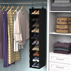 ClosetMaid 20502 10-Shelf Fabric Hanging Closet Organizer for Shoes, Hats, Handbags, Clothes with Charcoal Black Finish - size: 10-Shelf Hanging Shoe Organizer