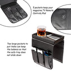 Couch Caddy, Armchair caddy with Detachable Tray, Non-Slip PU Leather Remote Control Holder for Recliner with 5 Pockets (Black) - color: Black