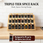 Spice Rack, Spice Organizer -3 Tier Bamboo Spice Racks, Solution for Spice Storage in Kitchens, Countertops，Storage Rooms and Other Places - size: Large