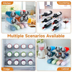 spospo Stackable Water Bottle Organizer, Large Compartment Water Bottle Holder, 3 Tier Water Bottle Organizer for Cabinet, Water Bottle Rack for Kitchen Organization and Storage - Hold 12 Bottles - size: 3 Pack