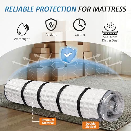 Storage Logic Foam Mattress Vacuum Bag with 4 Adjustable Packing Straps for Moving, Storage, Shipping, Vacuum Seal Mattress Bag with Packaging Straps (King/Cal-King) - size: King/California King