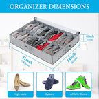 INAYA Under Bed Shoe Storage Organizer 2 Pack, Fits 32 Pairs, Large Underbed Shoe Box Storage Containers, Clear Foldable Shoes Organizer Under the Bed Sturdy Structure with Hard Bottom Support - size: 16+16 Cells (Hard Bottom Support)