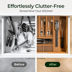 keechee Carbonized Large Bamboo Kitchen Drawer Organizer, 12 Slots Expandable Silverware Organizer, Utensil Holder & Cutlery Tray, 2.5" Deep for Extra Capacity, Non-Slip Feet Included - size: 12 Slots（Large & Expandable）