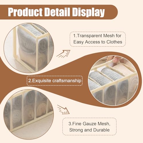 2 Pcs Underwear Storage Box Drawer Underwear Organizer Lingerie Organizer Compartment Storage Box for Wardrobe Drawer Use(Off White) - color: Off White-2pc
