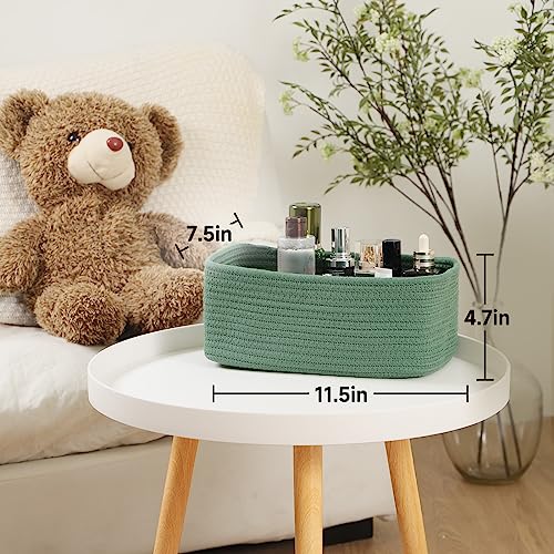 MiniArk Small Storage Baskets for Organizing | Closet Organizer Bins | Shelf Toy Basket | Woven Rope Baskets | Cube Decorative Box | Shallow Basket | 11.5x7.5x4.7” | 3 Packs Green - color: Green, size: 3pcs-L11.5xW7.5xH4.7"
