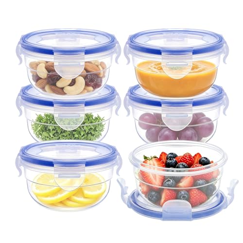 KIGI Round Food Storage Containers with Lids, Leak Proof Small Plastic Bowls for Snacks, Puree, Meal Prep and Lunch, Freezer Safe, 4-Sided Locking Lid, BPA-Free,10 oz / 1.25 Cup,12 Piece Set - size: 1.25 cup (12-Piece)