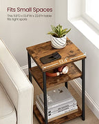 VASAGLE Side Table, Small End Table, Tall Nightstand for Living Room, Bedroom, Office, Bathroom, Rustic Brown and Classic Black ULET273B01 - color: Rustic Brown + Classic Black