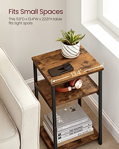 VASAGLE Side Table, Small End Table, Tall Nightstand for Living Room, Bedroom, Office, Bathroom, Rustic Brown and Classic Black ULET273B01 - color: Rustic Brown + Classic Black