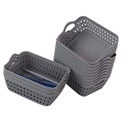12-pack Small Plastic Tray, Desktop Storage Trays, Grey