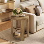 Tribesigns Side Table, 2-Tier Round End Table, Small Bedside Accent Furniture for Living Room, Bedroom (1, Brown)