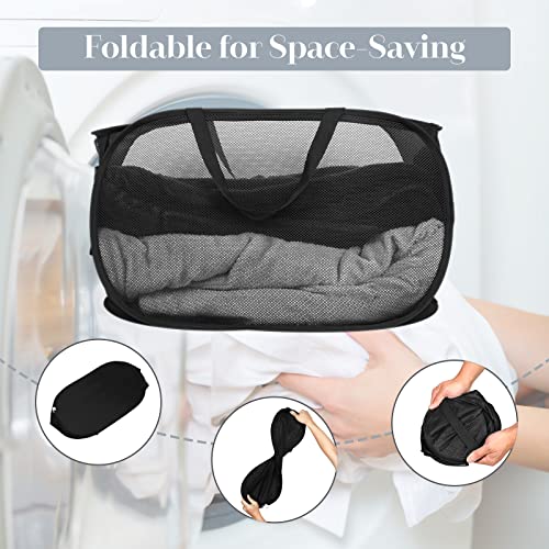 4 Pack Foldable Laundry Basket Hamper, Collapsible Laundry Baskets with Pocket, Mesh Pop Up Laundry Hamper, Clothes Hamper with Reinforced Handles for Laundry, Bathroom, Kids Room, Dorm or Travel - color: Gray+Black+White+Beige