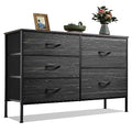 WLIVE Dresser for Bedroom with 5 Drawers, Wide Dressers with Drawer Organizers, Chest of Drawers, Fabric Dresser for Living Room, Closet, Hallway, Charcoal Black Wood Grain Print - color: Charcoal Black Wood Grain Print