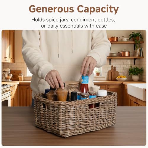 StorageWorks Pantry Baskets, Willow Storage Baskets for Organizing, Shelves, Pantry Organizers and Storage, Light Brown, 15"L x 11"W x 6 ¾"H - color: Willow(Brown), size: 15"L x 11"W x 6 ¾"H