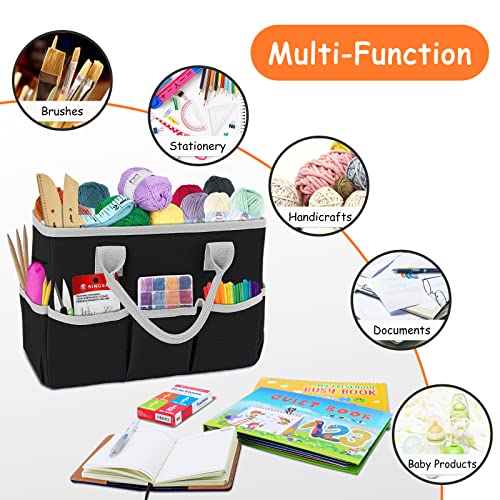 ZKOO Art Supply Storage Organizer Caddy, Craft Tote Bags With Pockets for Scrapbook Organization and Storage Supplies, Portable Office Organizer (Black, Small) - color: Black