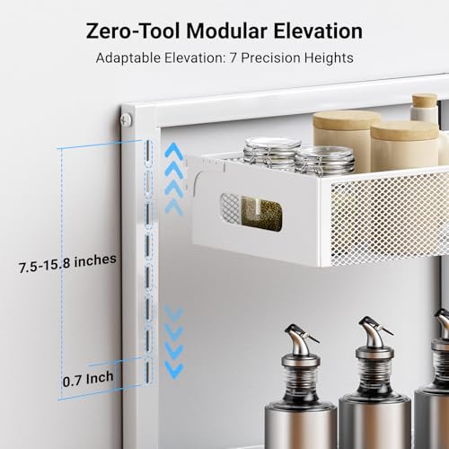 TISTAYA Pull-out Under Kitchen Sink Organizer, Metal Functional Under Sink Organizer, Height Adjustable Under Bathroom Sink Organizer, Under Sink Storage for Kitchen Bathroom Cabinet (White) - color: White, size: XL-1PC