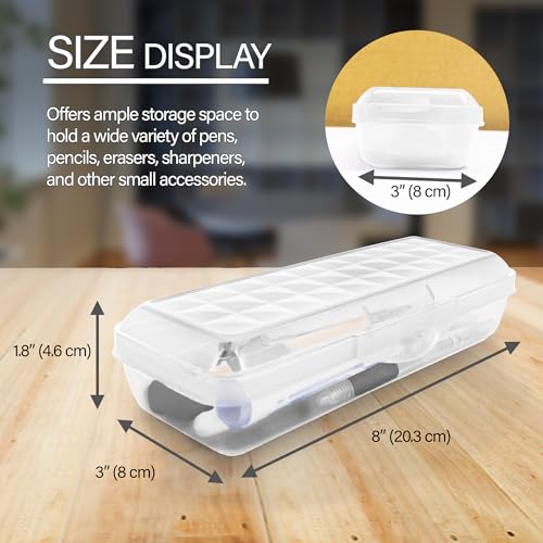 BAZIC PRODUCTS Plastic Pencil Case, Multi Purpose Organizer & Supply Holder, Clear Box Design, Durable Plastic Storage for School, Office, Classroom & Craft Supplies, 1-Pack - size: 1-Pack