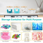 Laundry Pods Container & Dryer Sheet Holder, Laundry Room Organization and Storage Jars with Lids, Labels & Scoops for Powder Detergent Scent Booster - color: Wood