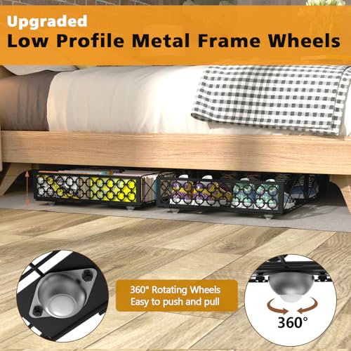 NADAMOO Large Under Bed Storage with Wheels, Low Profile Rolling Under Bed Storage Containers，Foldable Metal Under the Bed Organizer Bins for Bedroom，1 Pack - style: Pack of 1