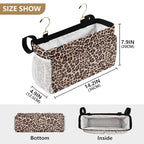 Bedside Caddy Hanging Bunk Bed Caddy Bed Organizer Hanging Pocket with 2 Hooks Bedside Storage Organizer Pocket Bag Holder Leopard Print Brown - color: Leopard Print Brown