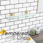 KOKOSIRI Wall Shelves 20-Inch Floating Tempered Glass Shelf Bathroom Hardware Kitchen Hanging Rack Shower Storage, Brushed Gold Stainless Steel B1107BG-L20 - color: Brushed Gold, size: 20-Inch