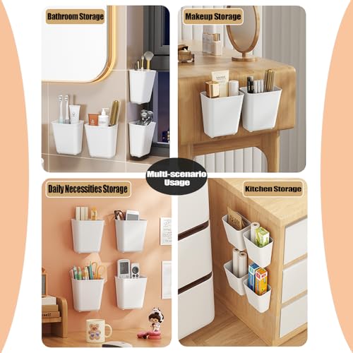 4Pcs Kitchen Cabinet Door Storage Bins, Wall Mount Organizer of Small Items, Basket for Wardrobe Bathroom Refrigerator Pantry Office - color: 4Bins