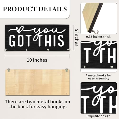 You Got This Wooden Key Holder for Wall - 5"x10" Key Organizer Hanger with 4 Hooks for Home Front Door Hallway Entryway Kitchen - Home Office Decor & Housewarming Gifts Supplies - A03 - color: You Got This