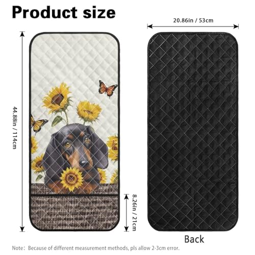 Dachshund Sunflower Butterfly Print Sofa Arm Slipcover Recliner Arm Covers with Organizer Pockets 44x20 inch Chair arm Cover Anti-Slip Furniture Protectors - color: Dachshund Sunflower Butterfly