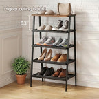 A-Shape Shoe Rack, 5-Tier Heavy-Duty Shoe Organizer with Wooden Top & Mesh Shelves, Space-Saving for Entryway, Bedroom, Hallway(31.97" H, Holds 10 Pairs, Rustic Brown) - size: 17.32" X 10.24" X 31.97"