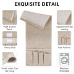 Couch Armrest Remote Control Holder, Couch Caddy Gifts for Seniors Bed Caddy Tv Remote Holder with 5 Pockets for Key Glasses Phone Magazine Holders - color: Beige