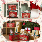 4 Pack Christmas Storage Bin Collapsible Large Christmas Gingerbread Man Storage Baskets for Gifts Canvas Laundry Basket Foldable Box with Handle for Office Home Bedroom Clothes Toys Decor - style: Gingerbread Man