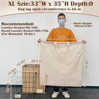 Cotton Canvas Laundry Bag 33"Wx 35"H, Thick Cotton Laundry Bag with Handles & Drawstring, Extra Large Heavy Duty Washable Basket Liner Hamper Liner Storage Sack (Natural XL, 1 Pack) - color: Natural, size: XL 33"W x 35"H┃1 Pack