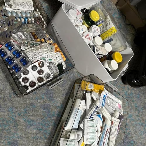 funest 4- Tier Medicine Storage Box Organizer Portable First Aid kit Box Sewing, Art, Craft with Handle, Multipurpose Medical Supply Organizer with Removable Tray 4-Tier Medicine Organizer Set - size: 4-Tier Medicine Organizer Set