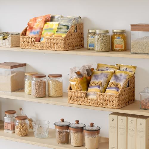 GRANNY SAYS Wicker Storage Basket for Shelves, Large Wicker Basket with Handles, Trapezoid Woven Baskets for Storage, Decorative Baskets for Home Decor, Natural - color: Natural, size: 10¾"D x 15"W x 7¼"H