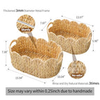 Coeusy Scalloped Basket Set of 2,Water Hyacinth Basket for Organizing and Decor,Hand-Woven Wicker Storage Baskets with Built-In Handles for Nursery,Gift,Laundry
