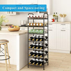 GILLAS 7 Tier Without Wooden Top Water Bottle Storage Rack, Free Standing Vertical Metal,Water Bottle Organizer, Large Capacity Bottled Rack Water Holder Stand for Cabinet Kitchen Party Pantry,Black - size: 7 Tier Without Wooden Top