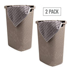 Mind Reader Slim Laundry Hamper with Lid, 60L Tall Clothes Basket, Narrow Tapered Design for Bathrooms, Closets and Laundry Rooms, Plastic, 2 Pack
