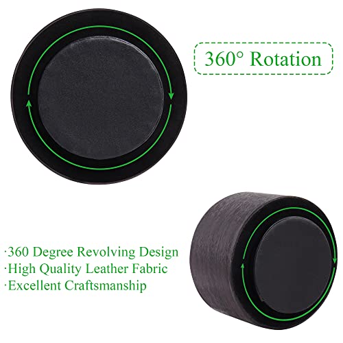 Hennaja Round Leather Art Supply Organizer,Remote Control Holder,360 Degree Spinning,Multi-Functional Pencil Holder,4 Compartments Desktop Stationary Organizer(1-Dark Brown2) - color: 1-Dark Brown2
