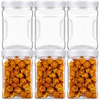 Eaasty 12 Pcs Half Gallon Square Plastic Containers with Lids 60.8 oz Clear Plastic Jars Storage Containers Grip Jars Large Mouth Square Canisters for Food Snack Kitchen