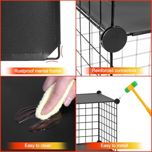 HUBSON Wire Cube Storage Organizer, Book/Toy/Craft/Potted Plants and petCloset Organizers and Storage Shelves, 12-Cube Freely Combinable Metal Grids Storage Shelf,Black Plus Iron - color: Black Plus Iron, size: 12 Cubes