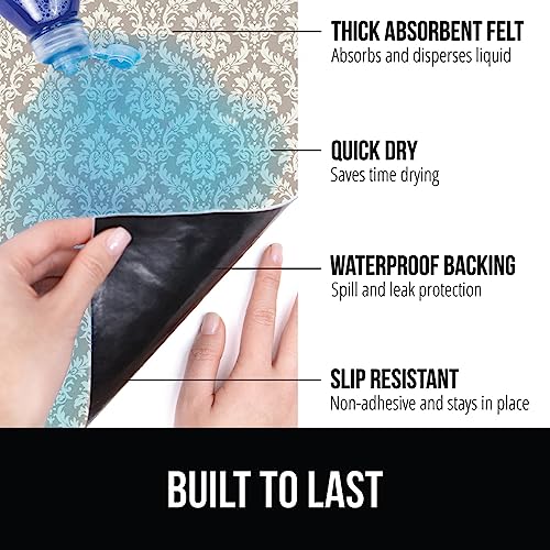 GORILLA GRIP LeakGuard Non-Adhesive Under Sink Mat for Kitchen Cabinet, Waterproof Quick Dry Shelf Liner, Durable Absorbent Felt Mats for Bathroom Sinks, Cabinets, Dresser, 24x30 Damask Taupe Cream - color: Damask: Taupe/Cream, size: 24"W x 30"L