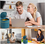 LTWQLing Plastic Mini Trash Can with Lid - 2 L Pop Up Wastebasket for Bathroom Vanity, Desktop, Tabletop or Coffee Table - Dispose of Cotton Rounds, Makeup Sponges, Tissues (Grey) - color: Grey