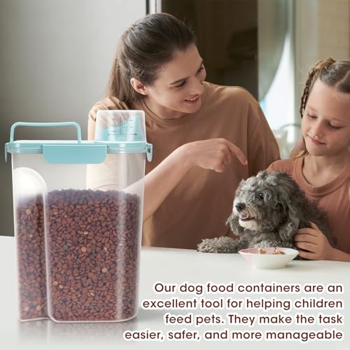 TBMax Dog Food Storage Container 5-7 lbs, Airtight Cat Food Container with Large Spout & Measuring Cup, Pet Food Storage Dispenser for Kibble Storage, Dog Treat Bird Seed Container -Light Blue - color: Light Blue, size: 6 Qt