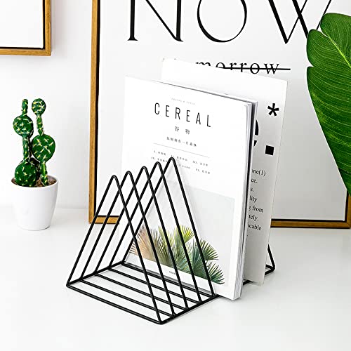 Sooyee 9 Slot Black Magazine Holder,Desktop File Sorter Organizer Triangle Bookshelf Decor Home Office - color: Black