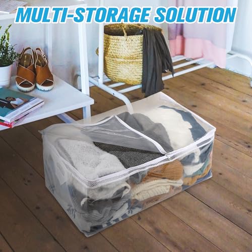 HIBAG 20 Gallon Large Storage Bag for Clothes, Zipper Clothing Storage Bag, Clear Organizer with Reinforced Handles, for Comforters Blankets Pillows Bedding (4 Pack) - size: 20 gal Clear - 4 pack