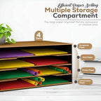 12x18 Construction Paper Organizer, 4-Tier Wooden Flat File for 11x17, A3 & Tabloid Sheets | Durable wood Desk Paper Storage for Classroom, Office & Art Studio - size: Compact Organizer 20.25"W x 8.25"H x 13.25"D