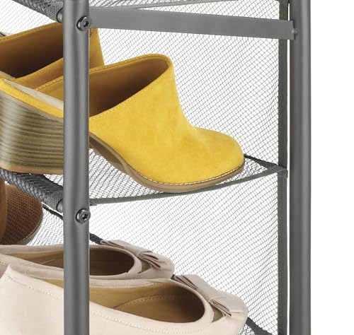 Whitmor Metal & Mesh 4-Tier Shoe Rack, Store up to 12 Pairs of Shoes, Stackable, 9" L x 21.6" W x 27" H, Gunmetal - size: 4-Tier,Gunmetal