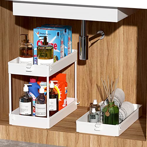 SPACEKEEPER Storage Rolling Cart, 3 Tier Laundry Room Organization Utility Cart Bathroom Organizer Mobile Shelving Unit Shelves Multi-Functional Trolley, White - color: White, size: 3 Tier