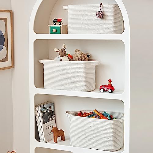 R RUNKA Cotton Rope Storage Basket 15"x10"x9" – Fabric Storage Bins for Organizing Clothes,Toys,Blankets – Durable Woven Storage Basket for Closet, Shelf & Living Room