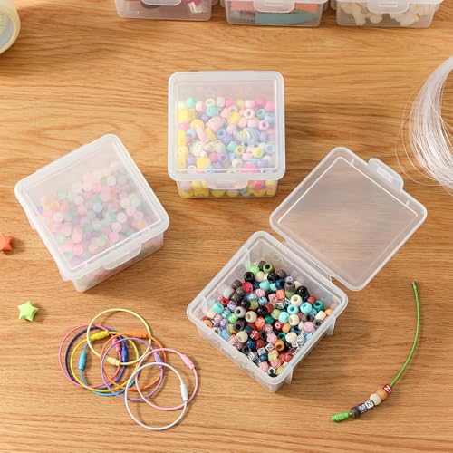 10-Pack Small Plastic Containers with Lids, Clear Stackable Storage Boxes & Bins Organizer for Bead Organizer, Craft Storage, Stickers, Jewelry & Small Items – Square Small - size: Clear Square Small - 10 Pack