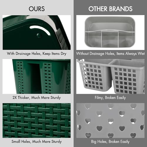 Tiawudi Portable Shower Caddy, Caddy Organizer with Handle, Plastic Shower Basket Hold Soap, Shampoo, Hair Supplies and Beauty Products, Cleaning Supplies Organizer for Home, Dorm, Shelf and Cabinet - color: Green